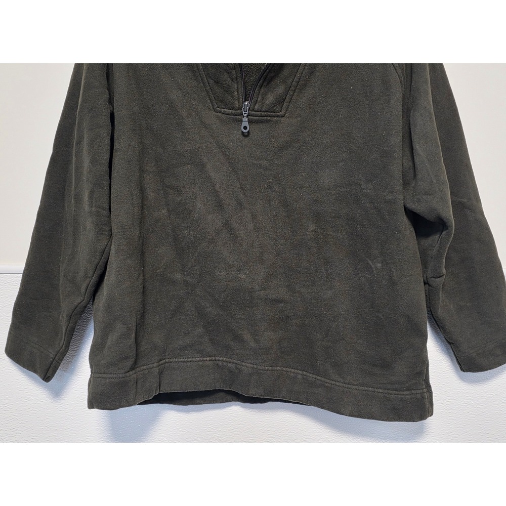 St John's Bay Quarter Zip Pullover Sweater Olive Green Casual Medium